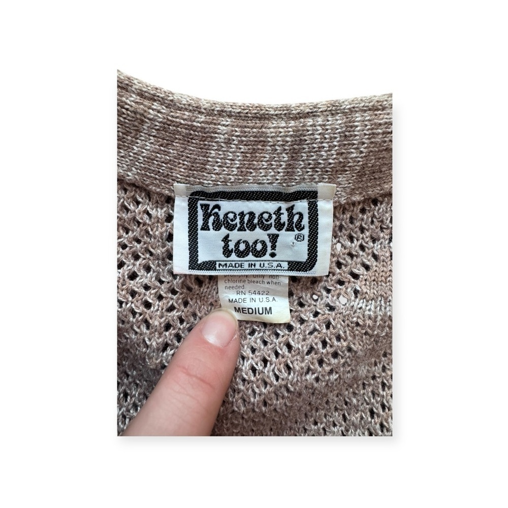 Vintage 90’s Knit Cream/Tan Sweater Vest Kenneth Too! - Picture 5 of 6